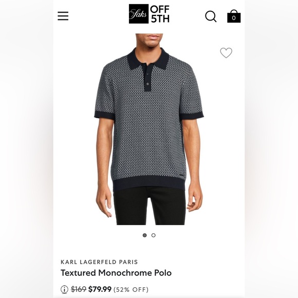 KARL LAGERFELD PARIS - Men’s M Jacquard Knit Sweater Polo w/Contrast Placket - Picture 7 of 7